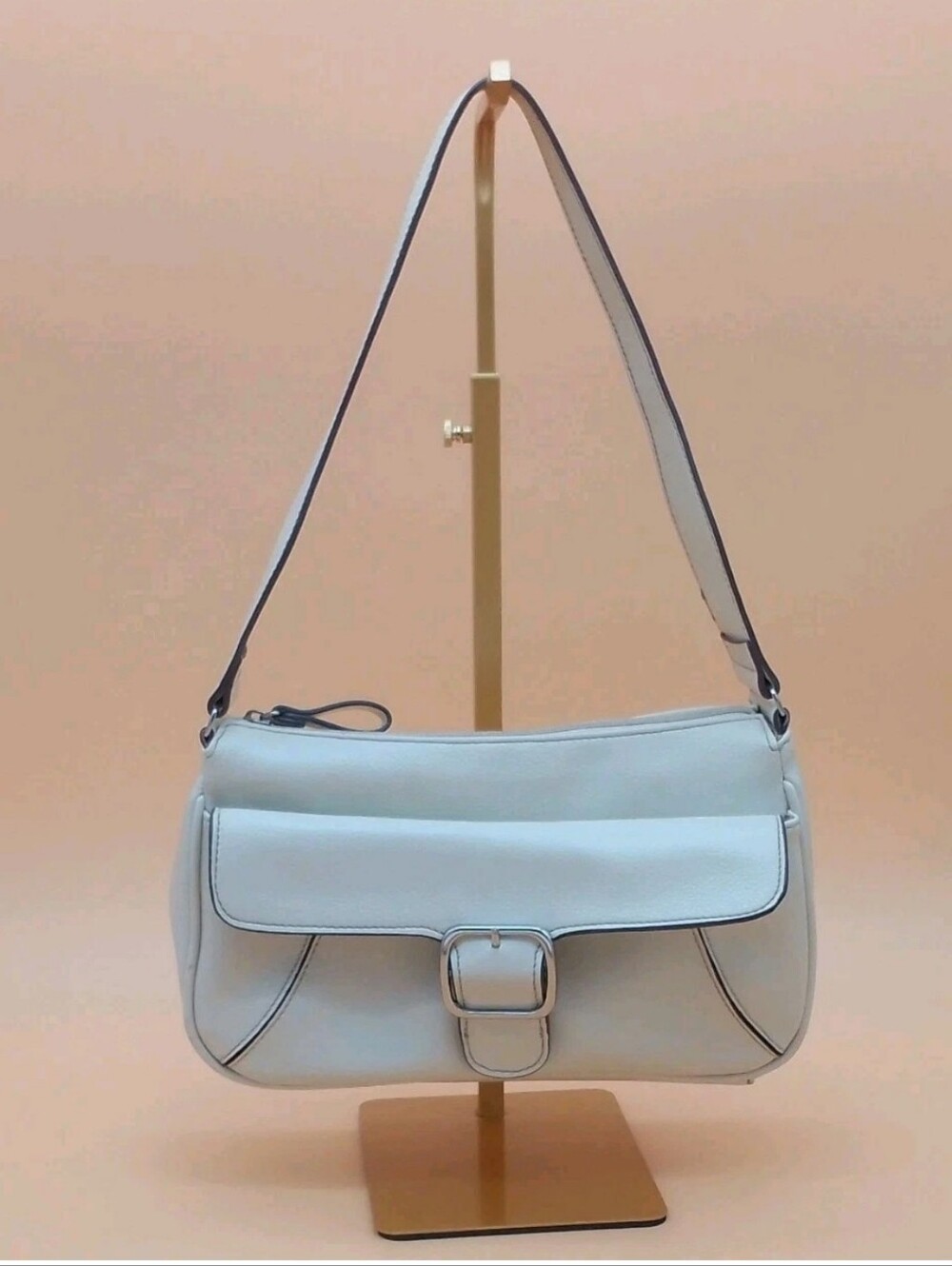 Villager Liz Claiborne Ivory Shoulder Bag Silver Buckle Y2K Preppy Light Academi